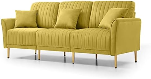 קטיפה ספה מושבי ספה ריהוט עם לזרוק כריות, ערוץ מצויץ ספה לסלון ג ' ינג ' ר זהב צבע