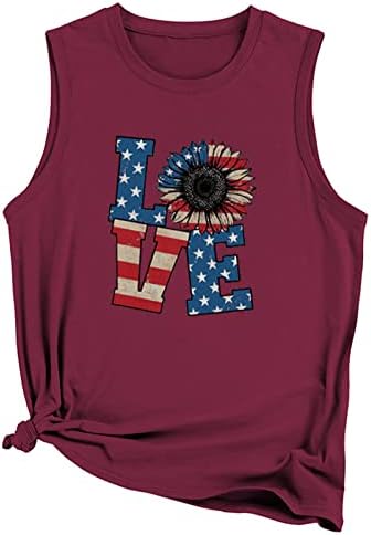 טנקי בייסבול למעלה לנשים 4 ביולי חולצה פטריוטית אמריקה דגל אפודים גרפיים