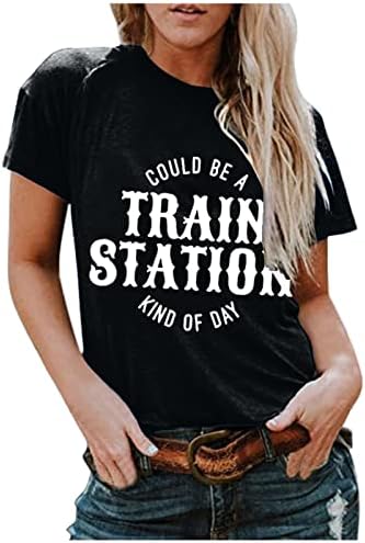 נשים מקרית קצר שרוול חולצה יכול להיות רכבת תחנת די יום טוניקת טיז קיץ צווארון עגול חולצה חולצות