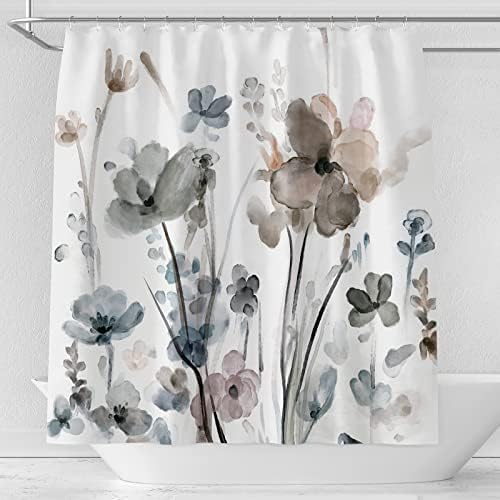 סט וילון מקלחת פרחים וילונות מקלחת פרחים מודרניים קרם קרם אפור לבן בוטני בית חווה בוטן וילונות מקלחת למקלחת