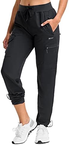 נשים של מטען רצים קל משקל מהיר יבש טיולים מכנסיים חיצוני עמיד למים ספורט אימון מכנסיים עם רוכסן כיסים