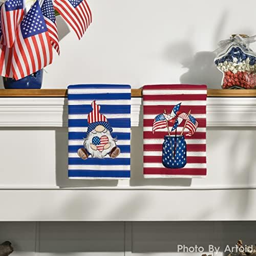 מצב ארטואידי דגל אמריקאי גמרים 4 ביולי מגבות כלים למטבח, 18X26 אינץ