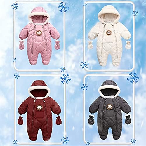 תינוק תינוקות תינוק תינוק חורף חורף שלג מעיל רומפר ברדס מכופף בגד גוף סרבל חום לילדה ילד 6-24 חודשים