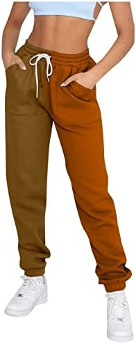 מכנסי טרניעה של SRVOG לנשים חצי וחצי בלוק צבע מכנסי טרקלין אתלטי רגועים מכנסי ג'וג'רס מותניים גבוהים