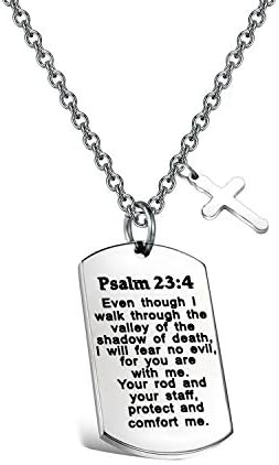 מזמור 23:4 התנך פסוק כלב תג מחזיק מפתחות / שרשרת נוצרי תכשיטי דתי השראה מתנה