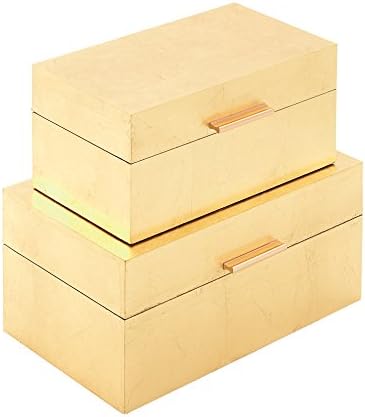 קוסמוליגיה על ידי קופסת עץ קוסמופוליטית עם חיצוני מסודן מרקם, סט של 2 13 , 11 W, זהב