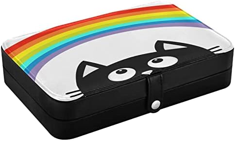 J Joysay Rainbow Cat Cat Travellry Cox מארגן תכשיטים קטנים קופסא עור PU תצוגת תכשיטים מחזיק תכשיטים מארגן