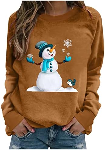 צמרות בגודל פלוס לנשים סוודר חג מולד מכוער לנשים חולצות שרוול ארוך חג המולד מצחיק איילים חמודים