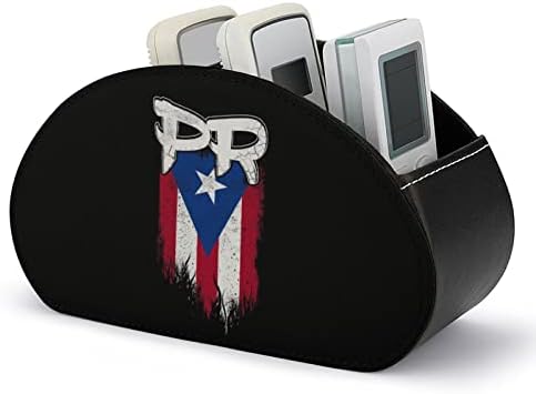 מחזיק שלט רחוק של דגל PURETO RICO PR עם 5 תאים עור PU עור רב-פונקציונלי אחסון קאדי תיבת מארגן לשולחן העבודה