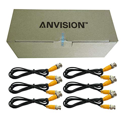 ANVISION 6-חבילות שחורות 1 מ '3.3 מר BNC זכר ל- BNC כבל מגשר זכר עם מחבר צהוב עבור CCTV DVR למערכת