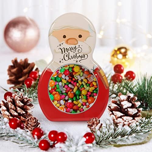 צורת סנטה צנצנת ממתקים לחג המולד-פחי עוגיות מתכת יצירתיים עם מכסים להענקת מתנות-מיכלי אחסון צנצנות