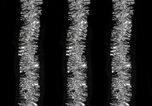 Shatchi 1.8m/6ft Silver Luxury Deluxe Chunky Tinsel Tinsel Keardation