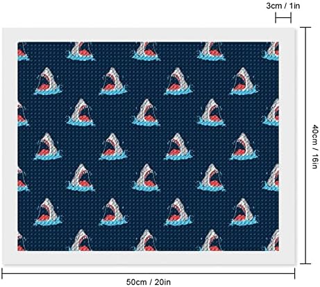 דפוס כריש ערכות ציור יהלומים 5D DIY DIY מקדח מלא ריינסטון עיצוב קיר למבוגרים 16 x20