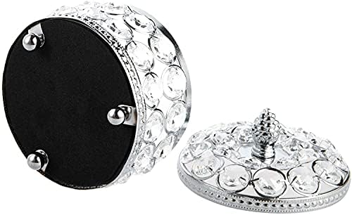 קופסאות תכשיטים של Haoktsb קופסאות תכשיטים עגול גבישים קופסת תכשיטים עם טבעות מכסה עגילי קופסה עם משטח