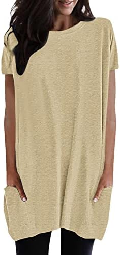 ZDFER נשים צווארון צווארון שרוול קצר טוניקה טוניק חולצה חולצה עם כיס קיץ הדפס שיפוע מזדמן חולצות רופפות