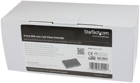 Startech.com VGA מעל מאריך וידאו CAT5 - VGA Extender - 450ft - 4 -יציאה, שחור
