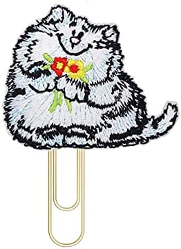 חתול סירים עם פרחים מתכנן זהב קטעי נייר, סימניות, אביזרי מתכנן לחתונה, נייר קליפ, מתנות משרדיות