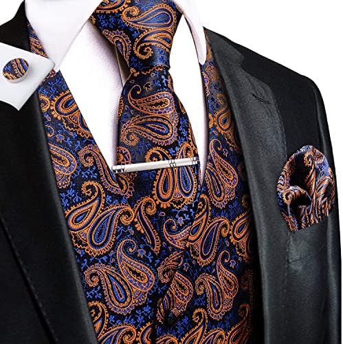 עניבת אפוד לשמלת גברים עניבה ועניבת דש/קליפ עניבה משי 5 יחידות עניבת מעיל מטפחת מטפחת חפתים נשף או