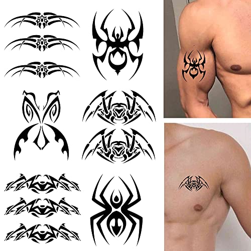 Tattoonova 6 גיליונות זמניים קעקועים גברים מבוגרים עכביש מסיבת עכביש מעדיף גוף שרוול גוף שרוול מזויף קעקועים