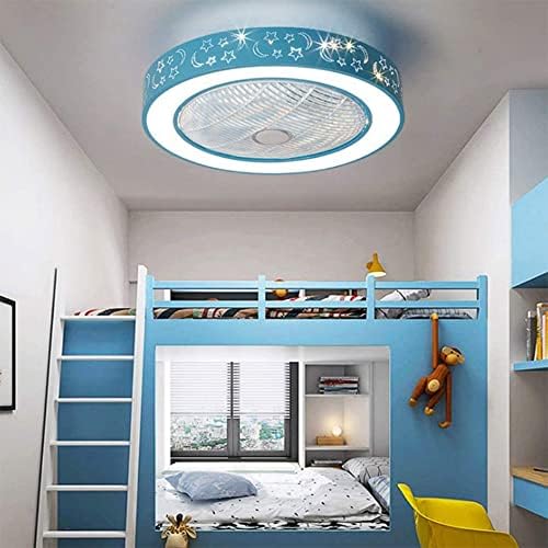 JJKUN ילדים חדר LED מאוורר תאורה תקרת תקרת 7 להבים מודרניים Acrylic Slux