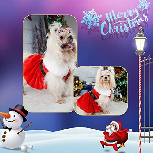 כלב תחפושת לחג המולד שמלת גור, סנטה קלאוס בגדי חיות מחמד חצאית קטיפה חולצה תרמית מעיל חורף חג המולד בגדי