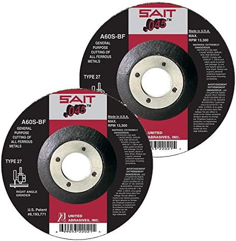 SAIT שוחק גלגלים חתוכים A60S סוג 27 גלגל חיתוך מטחנות 6 אינץ 'x 7/8 אינץ' כמות 5