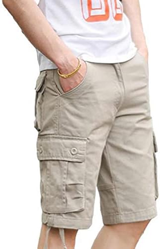גברים של מכנסיים קצרים מטען חיצוני רופף מכנסי קז ' ואל רב כיס מוצק צבע מכנסיים קצרים