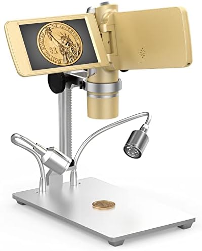 מיקרוסקופ נייד כף יד חיישן 5 מגה פיקסל 4 אינץ ' צג מסתובב עבור חותמת אבן מטבע לאסוף, מטבע בגודל מלא, מטבעות
