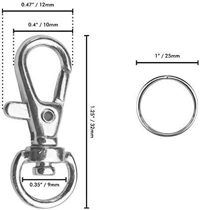 אבזם טופר לובסטר מסתובב מתכת שרוך הצמד וו 1.25 איקס 0.5 עם מחזיקי מפתחות-ממצאי תכשיטים או פרויקטי