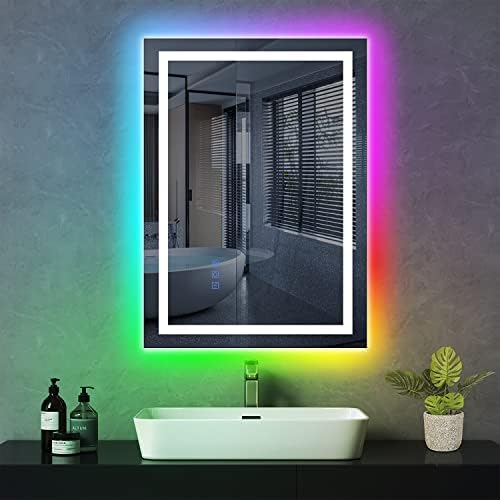 Sovela 24 x 32 אינץ 'LED LED מראה אמבטיה עם אור, מראה יהירות מוארת חכמה לקיר עם אנטי ערפל, לעומק, בקרת מגע,