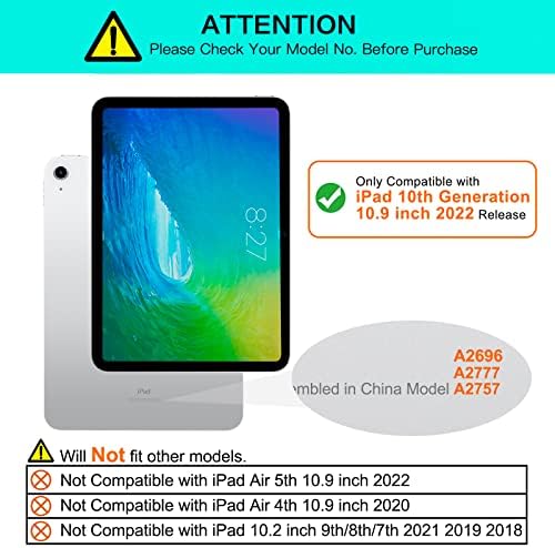 Mosiso תואם למארז הדור העשירי של iPad 10.9 אינץ '2022 A2696 A2757 A2777, מארז טאבלט עם תיק שינה אוטומטי/Wake