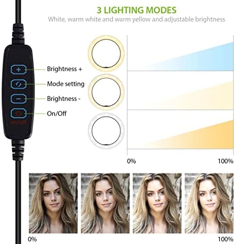 טבעת סלפי בהירה אור תלת צבעוני תואם לאולטרה-טון הנייד הזן שלך 101 10 אינץ ' עם שלט לשידור חי / איפור/יוטיוב/טיקטוק/וידאו
