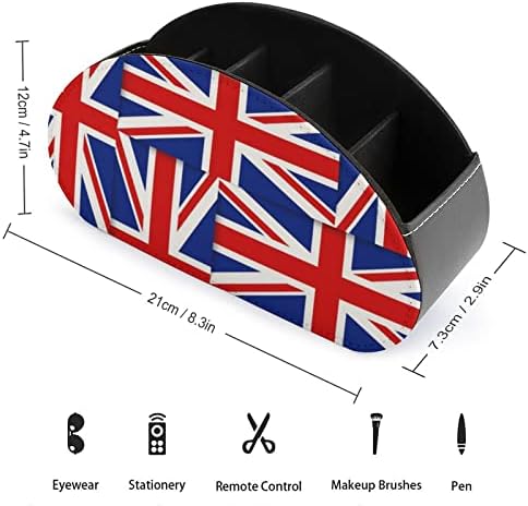 דגלים של בריטניה עור PU מחזיק בשלט רחוק של שולחן העבודה של מארגן שולחן העבודה עם 5 תאים