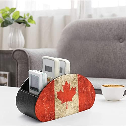 מחזיק בשלט רחוק של דגל קנדה, מארגן שולחן העבודה של קופסת קאדי מצחיק עם 5 תאים למשרד Blu-ray TV
