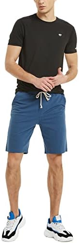 מכנסי זיעה של Zengjo Mens עם כיסים, מכנסי כותנה סרוגים כותנה מכובד כושר ג'וג'ר אתלטי בגודל 9 אינץ