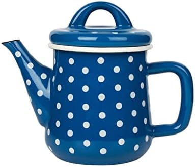 Ccbuy כחול פולקה נקודה אמייל סיר קפה 600 מל קומקום קומקום למטבח סלון אחר הצהריים כלים תה כלי תה.