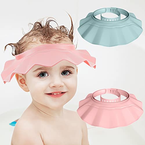 פייל 2 חבילה תינוק מקלחת כובע רחצה כובע מגן כובע סיליקון מתכוונן בטוח מקלחת כובע מגן עין אוזן