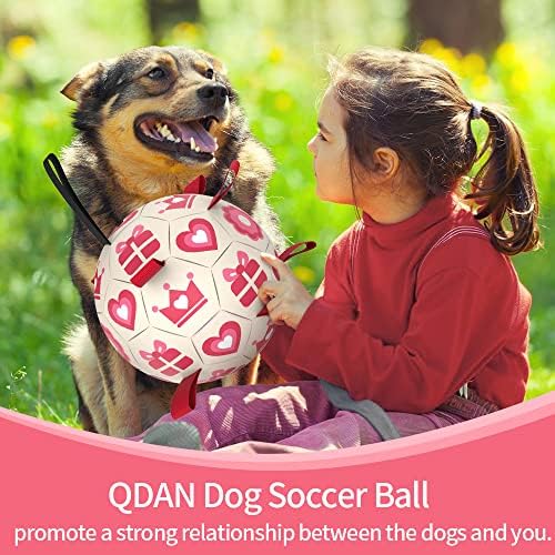 כדורגל צעצועי כלבים של QDAN עם רצועות, צעצועים לכלבים אינטראקטיביים למשיכת מלחמה, מתנות ליום הולדת גור, צעצוע