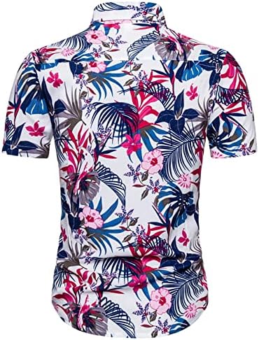 חולצות הוואי גברים אביב וקיץ פרחוני הדפס צבעוני דש מזדמן חוף חופשה חיצונית חולצות שרוול קצר חולצות גברים