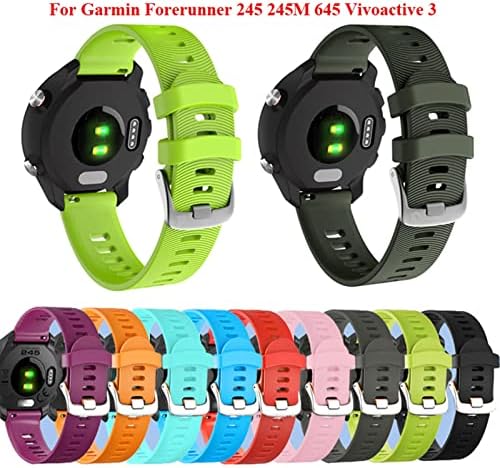 IOTUP 20 ממ ספורט סיליקון רצועת Watchband עבור Garmin Forerunner 245 245m 645 vivoactive 3 vivomove HR