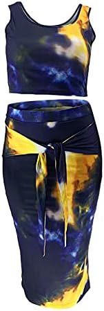 יבול סקסי 2 מערכות חתיכות לנשים מוטות קיץ מודפסות ומותניים אימפריה מותניים מידי חצאית תלבושות XL-5XL