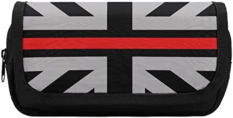 קו אדום דק שחור בריטניה בריטניה דגל עיפרון תיק עט רוכסן כפול תיק נייר מכתבים בעל עט עט גדול למשרד ביתי