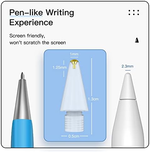 MOKO 4 חבילה החלפת טיפים לעיפרון לעיפרון אפל 1 /2 הדור, משודרג 0.75 ממ ללא לבוש עט שליטה מדויק של נקודה