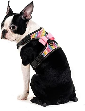 אופנה גנרית רפלקטיבית בלינג ריינסטון רתמת כלבים ניילון פיטבול פאג כלבים בינוניים קטנים רתמות רתמות עם אביזרי כלבים