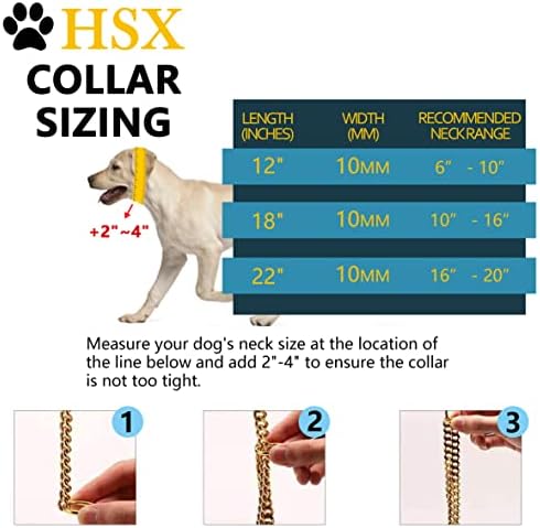 צווארוני שרשרת כלבים לכלבים בינוניים קטנים כבד חובה כבד 10 ממ קישור קובני זהב צווארון כלבים הוכחה