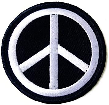 סמל שלט השלום מעגל שחור אופנוענים רוכב אופנוע אפליקציה רקום תפור על ברזל על תיקון לתרמילים בגדי ג'ינס