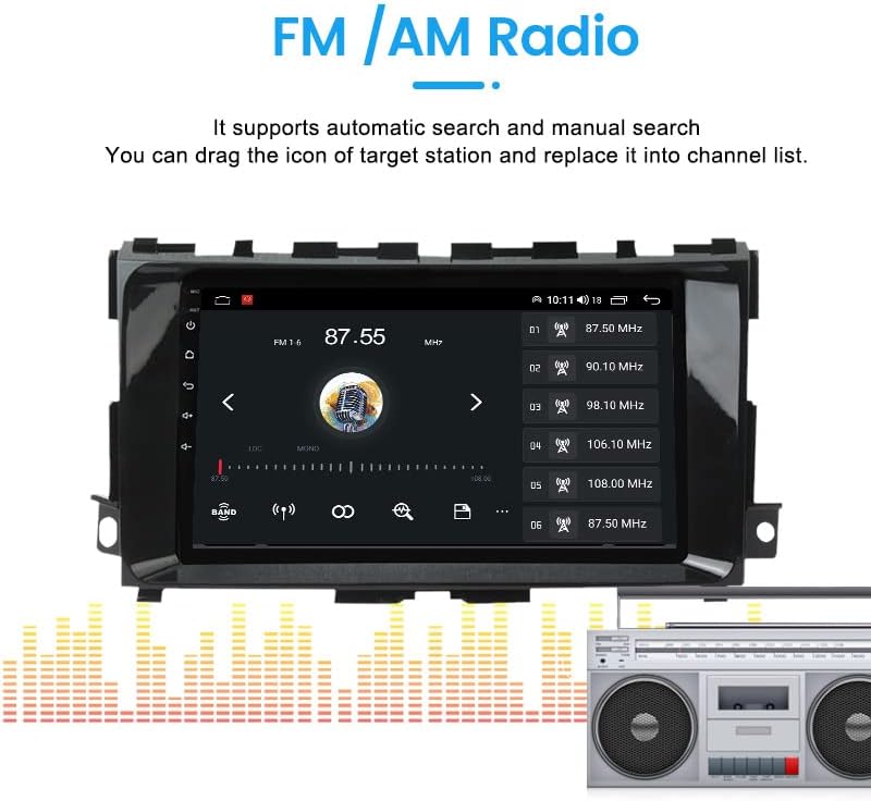 אנדרואיד 11 סטריאו רדיו לרכב לניסן טיאנה 2013-2018, ביורון 9 אינץ