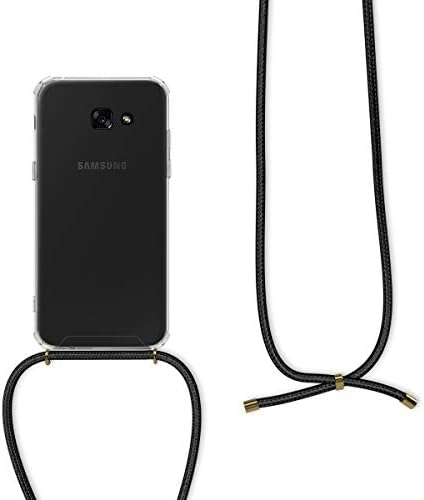מארז Kwmobile Crossbody תואם למארז Samsung Galaxy A5 - כיסוי טלפון TPU ברור עם רצועת כבל שרוך