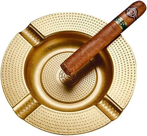 Hancigar 4 משבצות סיגריות מאפרה ברונזה עגול סיגריות מנוחה קישוט ביתי לבית ולמשרד