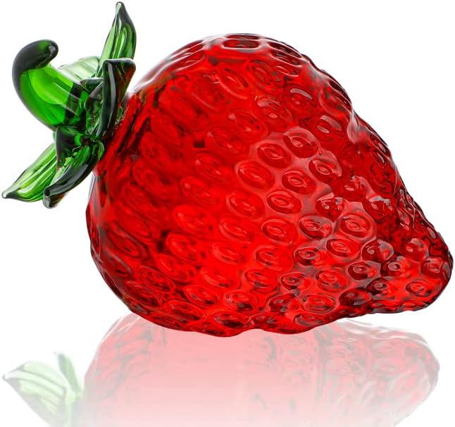 קריסינין זכוכית אדומה תות אדום פלי גביש פירות אספנות צלמיות אספנות זכוכית אמנות קישוט מיניאטורה שולחן שולחן